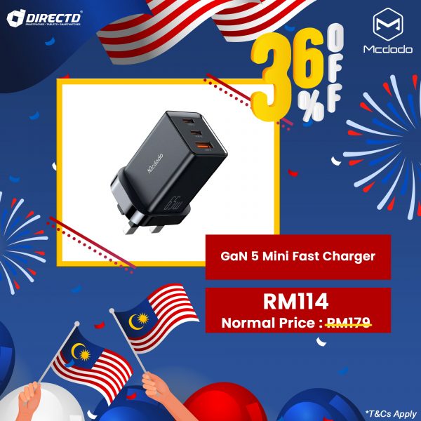 MCDODO GaN 5 Mini 65W Fast Charger (UK plug) | 36% Discount
